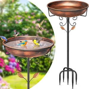 36.3" Tall Freestanding Metal Bird Bath & Feeder for Outside 36.3" Tall Freestanding Metal Bird Bath & Feeder for Outside