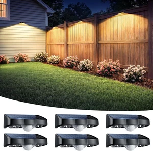 Warm White Solar Fence Lights with Motion Sensor, 3 Modes IP65 Waterproof Dusk-to-Dawn for Patio, Deck & Backyard, 6 Pack Warm White Solar Fence Lights with Motion Sensor, 3 Modes IP65 Waterproof Dusk-to-Dawn for Patio, Deck & Backyard, 6 Pack