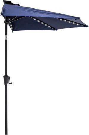 9 ft Half-Round Outdoor Wall Umbrella with Solar LED Lights & Tilt 9 ft Half-Round Outdoor Wall Umbrella with Solar LED Lights & Tilt