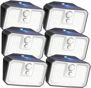 168-LED Solar Motion Sensor Lights, 3 Modes Waterproof Security Light for Garden, Fence, Garage & Deck, 6-Pack 168-LED Solar Motion Sensor Lights, 3 Modes Waterproof Security Light for Garden, Fence, Garage & Deck, 6-Pack