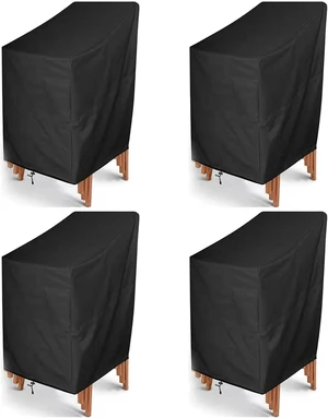 Waterproof Stackable Chair Covers for 4-6 Dining Chairs, 25"W x 25"D x 47"H Patio Furniture Stack Cover, 4 Pack Waterproof Stackable Chair Covers for 4-6 Dining Chairs, 25"W x 25"D x 47"H Patio Furniture Stack Cover, 4 Pack