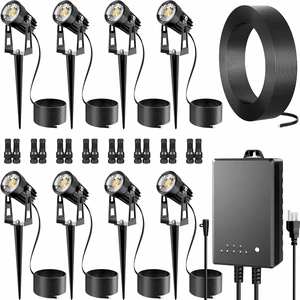8-Pack Low Voltage Landscape Spot Lights with 60W Transformer & 65FT Wire 8-Pack Low Voltage Landscape Spot Lights with 60W Transformer & 65FT Wire