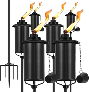 6-Pack Outdoor Citronella Torches with 5-Prong Grounded Stake 6-Pack Outdoor Citronella Torches with 5-Prong Grounded Stake