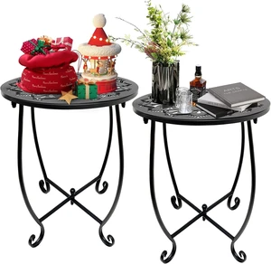2 Pack 14" Round Outdoor Side Tables Weather Resistant Metal Patio End Table for Yard, Porch, Balcony, Garden, Bedside & Plant Stand 2 Pack 14" Round Outdoor Side Tables Weather Resistant Metal Patio End Table for Yard, Porch, Balcony, Garden, Bedside & Plant Stand