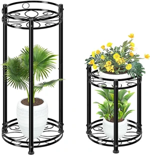 Round Plant Stand Indoor Outdoor 31" Waterproof Metal Plant Shelf, Heavy Duty Flower Pot Display Rack, 2 Pack, Black Round Plant Stand Indoor Outdoor 31" Waterproof Metal Plant Shelf, Heavy Duty Flower Pot Display Rack, 2 Pack, Black
