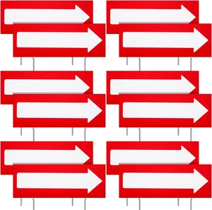 12 Pcs 17 x 6 Inch Red Corrugated Plastic Arrow Yard Signs Double Sided Directional Stakes with 12 Inch Metal Stakes for Outdoor Lawn Garden Decor 12 Pcs 17 x 6 Inch Red Corrugated Plastic Arrow Yard Signs Double Sided Directional Stakes with 12 Inch Metal Stakes for Outdoor Lawn Garden Decor