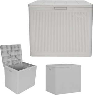 22 Gal Small Resin Reeded Outdoor Storage Deck Box, French Gray 22 Gal Small Resin Reeded Outdoor Storage Deck Box, French Gray
