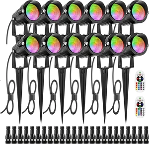 12W RGB Low Voltage Landscape Lights IP66 Waterproof LED Color Changing Outdoor Spotlight, 12V 24V Christmas Light for Yard Garden Path (12Pack) 12W RGB Low Voltage Landscape Lights IP66 Waterproof LED Color Changing Outdoor Spotlight, 12V 24V Christmas Light for Yard Garden Path (12Pack)