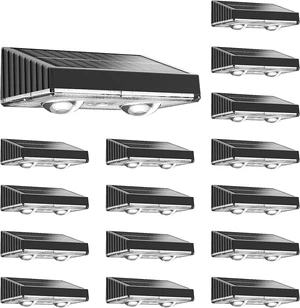16 Pack Solar Fence Lights Warm White LED Deck & Wall Lights, IP45 Waterproof for Backyard, Pool, Railing, Patio, Porch, Garden (Black) 16 Pack Solar Fence Lights Warm White LED Deck & Wall Lights, IP45 Waterproof for Backyard, Pool, Railing, Patio, Porch, Garden (Black)