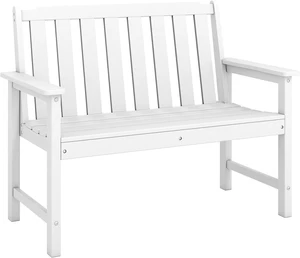 White 2-Person HDPE Outdoor Garden Bench with Backrest White 2-Person HDPE Outdoor Garden Bench with Backrest