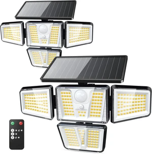 3600LM Solar Flood Lights with 270° Motion Sensor & Remote, Outdoor 3600LM Solar Flood Lights with 270° Motion Sensor & Remote, Outdoor