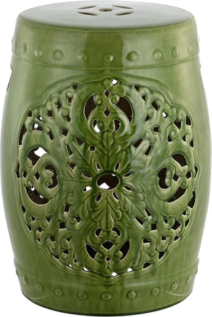 18.5" Flora Ceramic Outdoor Garden Stool, Spring Green, ACS4527E 18.5" Flora Ceramic Outdoor Garden Stool, Spring Green, ACS4527E