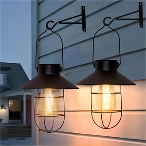 Metal Solar Hanging Lanterns Outdoor Waterproof Warm White Edison Bulb Lights for Wall, Barn, Yard, Garden, Patio, Porch Decor (Black-2pack) Metal Solar Hanging Lanterns Outdoor Waterproof Warm White Edison Bulb Lights for Wall, Barn, Yard, Garden, Patio, Porch Decor (Black-2pack)