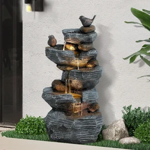 5-Tier Cascading Rock Water Fountain Outdoor Waterfall Fountain 5-Tier Cascading Rock Water Fountain Outdoor Waterfall Fountain