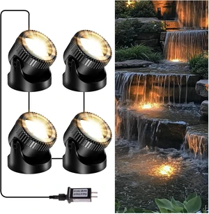 4-in-1 Warm White Underwater Pond Lights IP68 Waterproof LED Landscape Spotlights for Pond, Garden, Patio, Fountain, Pool, Waterfall (4 Head Lamps) 4-in-1 Warm White Underwater Pond Lights IP68 Waterproof LED Landscape Spotlights for Pond, Garden, Patio, Fountain, Pool, Waterfall (4 Head Lamps)