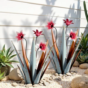 2 Pack 16" Hand Painted Metal Agave Plant Sculptures Tequila Rustic Outdoor Yard Art Garden Decor 2 Pack 16" Hand Painted Metal Agave Plant Sculptures Tequila Rustic Outdoor Yard Art Garden Decor