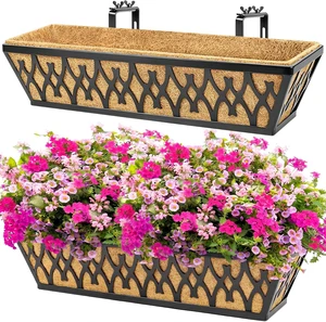 2 Pack 24 Inch Window Box Planters Black Railing Planter with Adjustable Brackets & Coco Liners for Porch, Fence, Patio, Balcony 2 Pack 24 Inch Window Box Planters Black Railing Planter with Adjustable Brackets & Coco Liners for Porch, Fence, Patio, Balcony