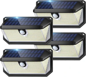 4-Pack Super Bright 388 LED Solar Security Lights Outdoor Motion Sensor, Reflector & 3 Modes, Waterproof Wall Lights for Patio, Deck, Fence, Garage 4-Pack Super Bright 388 LED Solar Security Lights Outdoor Motion Sensor, Reflector & 3 Modes, Waterproof Wall Lights for Patio, Deck, Fence, Garage