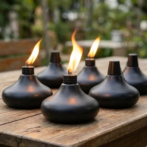 Upgraded Tabletop Torch Set of 6 24.5 oz Refillable Metal Citronella Lanterns for Patio, Yard, Deck, Garden, Party Upgraded Tabletop Torch Set of 6 24.5 oz Refillable Metal Citronella Lanterns for Patio, Yard, Deck, Garden, Party