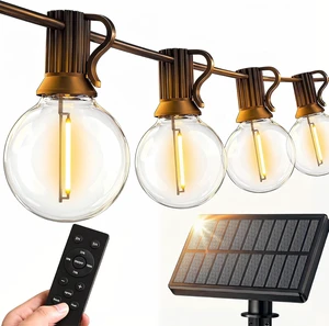 100FT Waterproof Solar String Lights Outdoor G40 Shatterproof Patio Bulbs with Remote, Dimmable Timer & 3 Modes for Porch, Yard, Backyard, Garden, Camping 100FT Waterproof Solar String Lights Outdoor G40 Shatterproof Patio Bulbs with Remote, Dimmable Timer & 3 Modes for Porch, Yard, Backyard, Garden, Camping