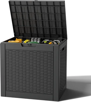 31 Gallon Waterproof Resin Outdoor Storage Box with Lockable Lid, Indoor & Outdoor (Black) 31 Gallon Waterproof Resin Outdoor Storage Box with Lockable Lid, Indoor & Outdoor (Black)