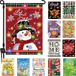 Set of 12 Lighted Seasonal Garden Flags, 12 x 18 Inch Double Sided Set of 12 Lighted Seasonal Garden Flags, 12 x 18 Inch Double Sided