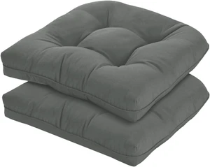 19x19 Outdoor Chair Cushions Set of 2 Thick Tufted Water-Resistant Seat Cushions for Lawn Chairs, Overstuffed, Grey 19x19 Outdoor Chair Cushions Set of 2 Thick Tufted Water-Resistant Seat Cushions for Lawn Chairs, Overstuffed, Grey