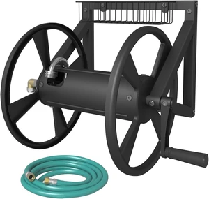 Black Triangle Wall Mounted Garden Hose Reel, Outdoor Hose Holder Black Triangle Wall Mounted Garden Hose Reel, Outdoor Hose Holder