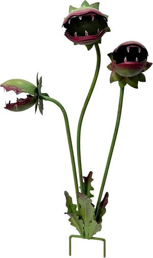 2 Pcs 25 Inch Whimsical Metal Carnivorous Plant Garden Stakes 2 Pcs 25 Inch Whimsical Metal Carnivorous Plant Garden Stakes