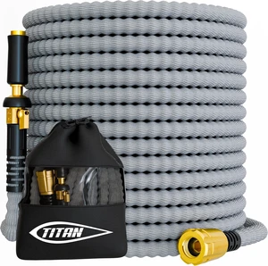 50FT Flexible Garden Hose Ultra Lightweight, Heavy Duty Water Hose with Brass Fittings & Jet Nozzle, Kink-Free Non-Expanding Fabric for Yard, Lawn, Car Wash 50FT Flexible Garden Hose Ultra Lightweight, Heavy Duty Water Hose with Brass Fittings & Jet Nozzle, Kink-Free Non-Expanding Fabric for Yard, Lawn, Car Wash