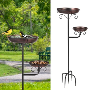 42" Large Freestanding Metal Bird Bath for Outdoors Removable Bowl with 5 Strong Stakes, Ground Mounted Feeder for Garden, Backyard, Lawn 42" Large Freestanding Metal Bird Bath for Outdoors Removable Bowl with 5 Strong Stakes, Ground Mounted Feeder for Garden, Backyard, Lawn