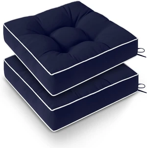 17 x 17 Inch Outdoor Chair Cushions Set of 2 Tufted Water-Resistant Patio Chair Pads, Navy 17 x 17 Inch Outdoor Chair Cushions Set of 2 Tufted Water-Resistant Patio Chair Pads, Navy
