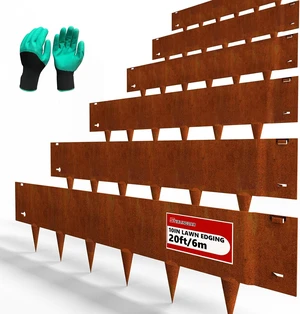 40"x10" Corten Steel Landscape Edging, 6-Pack (20ft Total) Rusted Metal Border for Lawn & Flower Beds, Hammer-in Outdoor Landscaping for Yard, Pathways & Driveways 40"x10" Corten Steel Landscape Edging, 6-Pack (20ft Total) Rusted Metal Border for Lawn & Flower Beds, Hammer-in Outdoor Landscaping for Yard, Pathways & Driveways