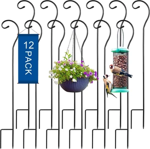 12 Pcs 35 Inch Rust-Resistant Steel Shepherds Hooks for Outdoor Bird Feeders, Hanging Lanterns, Solar Lights, Garden & Wedding 12 Pcs 35 Inch Rust-Resistant Steel Shepherds Hooks for Outdoor Bird Feeders, Hanging Lanterns, Solar Lights, Garden & Wedding
