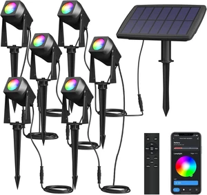 6-Pack Smart Bluetooth RGBW Solar Landscape Spotlights 6-Pack Smart Bluetooth RGBW Solar Landscape Spotlights