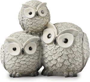 Light Gray Owl Garden Statue, One Size Light Gray Owl Garden Statue, One Size