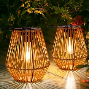2 Pack Wicker Solar Lanterns Outdoor, Waterproof | 2 Pack Wicker Solar Lanterns Outdoor, Waterproof |