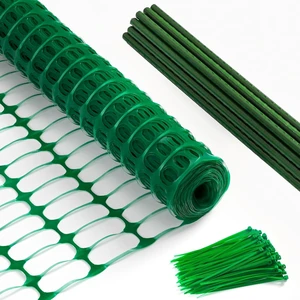 40In High 100Ft Long Temporary Plastic Fence with Posts Mesh Safety Barrier with Steel Stakes for Dogs, Snow, Garden, Backyard 40In High 100Ft Long Temporary Plastic Fence with Posts Mesh Safety Barrier with Steel Stakes for Dogs, Snow, Garden, Backyard