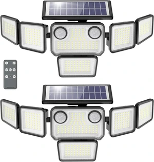 6000LM Solar Flood Lights Outdoor 284 LED 6-Head Dual Motion Sensor Security Wall Lights, IP65 Waterproof, Remote, 2 Pack 6000LM Solar Flood Lights Outdoor 284 LED 6-Head Dual Motion Sensor Security Wall Lights, IP65 Waterproof, Remote, 2 Pack