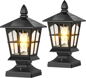 2-Pcs Thomas Edison Solar Post Lights Outdoor 2-Pcs Thomas Edison Solar Post Lights Outdoor