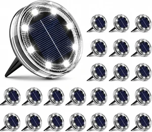 24 Pack Solar Ground Lights 2.8 Inch Flat Anti-Rust Waterproof LED Disc Lights for Yard, Walkway, Lawn, Path, Cool White 24 Pack Solar Ground Lights 2.8 Inch Flat Anti-Rust Waterproof LED Disc Lights for Yard, Walkway, Lawn, Path, Cool White
