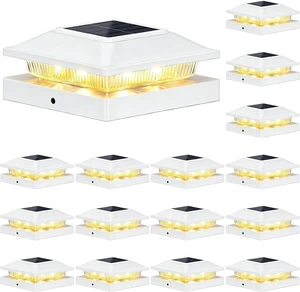 16-Pack White Solar Post Cap Lights Outdoor for 4x4 Posts 16-Pack White Solar Post Cap Lights Outdoor for 4x4 Posts