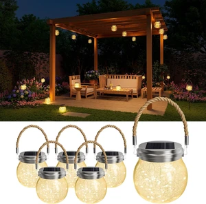 6 Pc Solar Powered Glass Ball Lantern Outdoor Waterproof Hanging Round 6 Pc Solar Powered Glass Ball Lantern Outdoor Waterproof Hanging Round