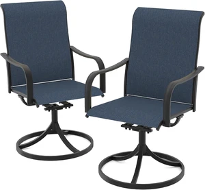 Set of 2 Blue Swivel Rocking Patio Dining Chairs Outdoor Set of 2 Blue Swivel Rocking Patio Dining Chairs Outdoor