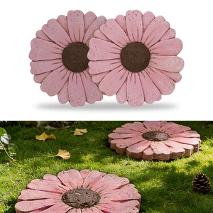 2 Pack 10 Inch Daisy Cement Stepping Stones Heavy Duty Non-Slip Garden Pathway for Yard, Patio, Lawn, Weather Resistant (Pink) 2 Pack 10 Inch Daisy Cement Stepping Stones Heavy Duty Non-Slip Garden Pathway for Yard, Patio, Lawn, Weather Resistant (Pink)