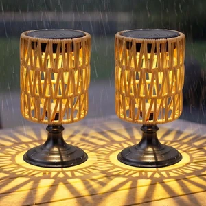 Set of 2 Waterproof Outdoor Solar Table Lamps Solar Lanterns Set of 2 Waterproof Outdoor Solar Table Lamps Solar Lanterns