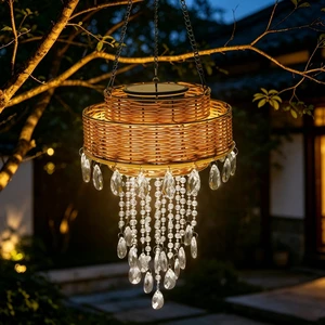 Waterproof Solar Rattan Hanging Chandelier Outdoor Pendant Light Waterproof Solar Rattan Hanging Chandelier Outdoor Pendant Light