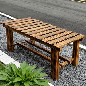 35.5" Weatherproof Outdoor Garden Bench 2-Person Backless Wooden with Mortise-Tenon Structure, for Garden, Lawn, Porch, Backyard Brown 35.5" Weatherproof Outdoor Garden Bench 2-Person Backless Wooden with Mortise-Tenon Structure, for Garden, Lawn, Porch, Backyard Brown