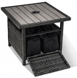 22" Sundale Gray Wicker Patio Umbrella Side Table with 2 Weight Bags 22" Sundale Gray Wicker Patio Umbrella Side Table with 2 Weight Bags