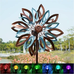 Large Metal Yard Garden Wind Spinners with Solar Lights Lawn Yard Art Outdoor Decor (22" W x 87" H) Large Metal Yard Garden Wind Spinners with Solar Lights Lawn Yard Art Outdoor Decor (22" W x 87" H)
